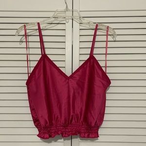 Zara Pretty Hot Pink Satin Crop Top Size M